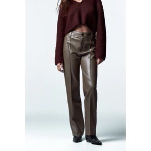 Zara Francoise Full Length Straight Leg leather pants Melina Dupe